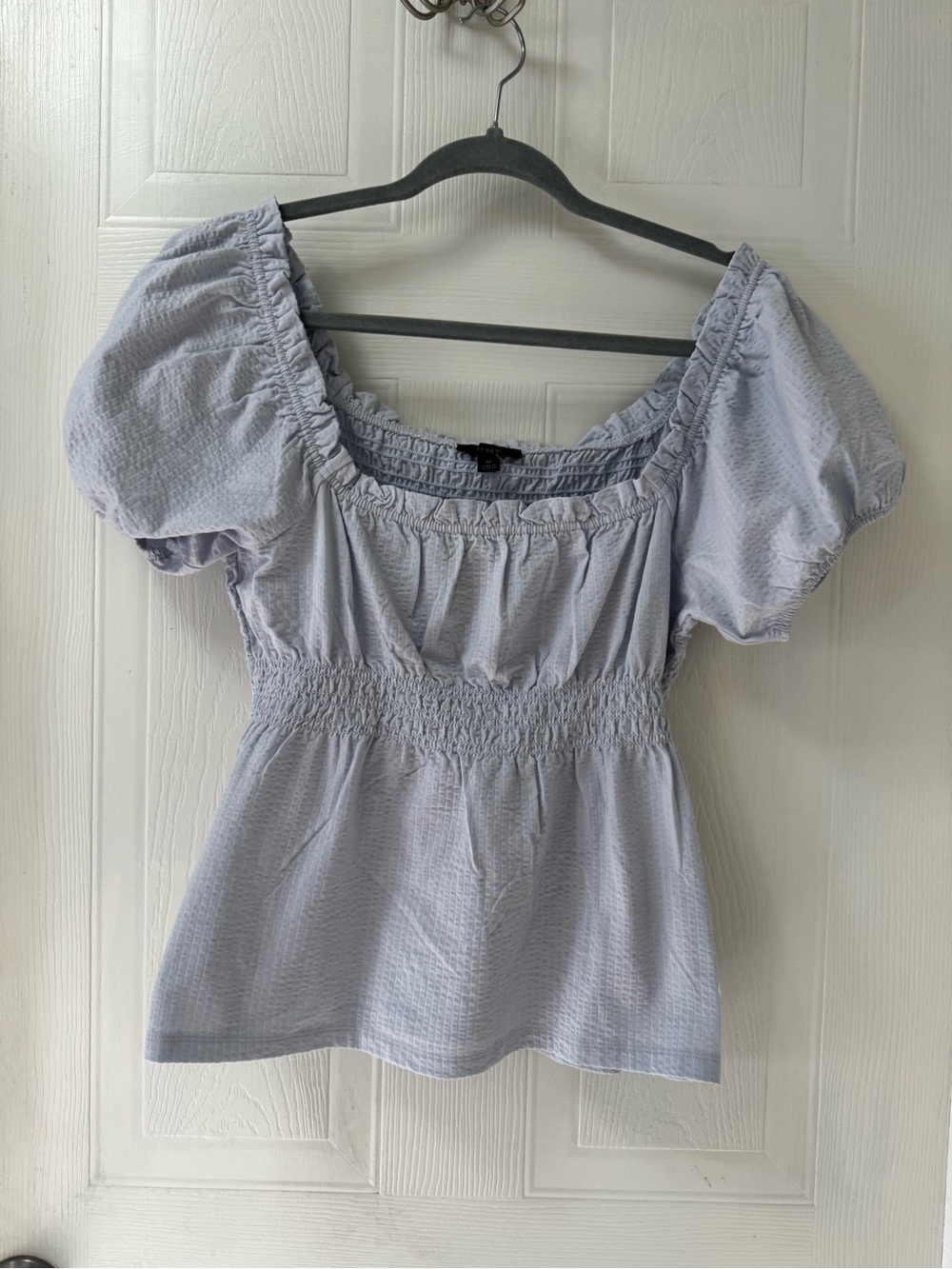 J. Crew Lavender Smocked Puff Sleeve Top